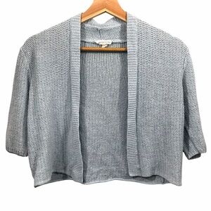Eileen Fisher Linen Silk Open Light Blue Knit Cardigan Size XS